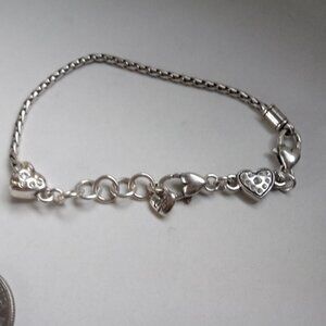 Brighton charm  Bracelet silver tone heart crystals adjustable